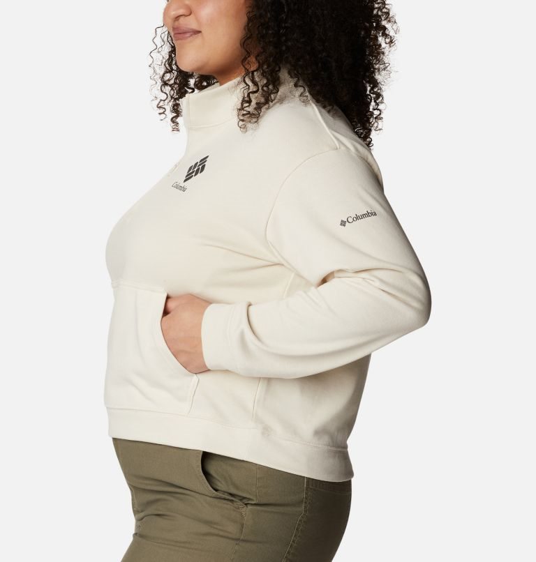 Women's Columbia Trek French Terry Half Zip Sweatshirts Cream | Plus Size CA-R6LA3